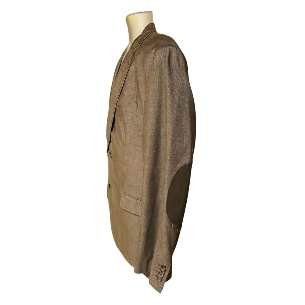 Joseph Abboud Cotton Sport Coat Brown Elbow Patch Blazer XL Classic Academia
